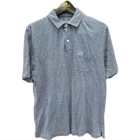 Vineyard Vines Other - Vineyard Vines Polo Shirt Size Medium Navy Blue White Stripes Shirt